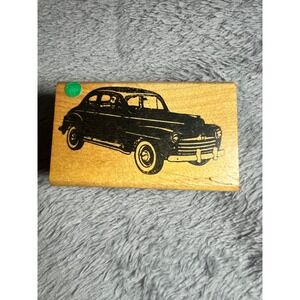Vintage Rubber Stamp 1947 Ford Business Coupe Classic Car Wood Mounted 3"